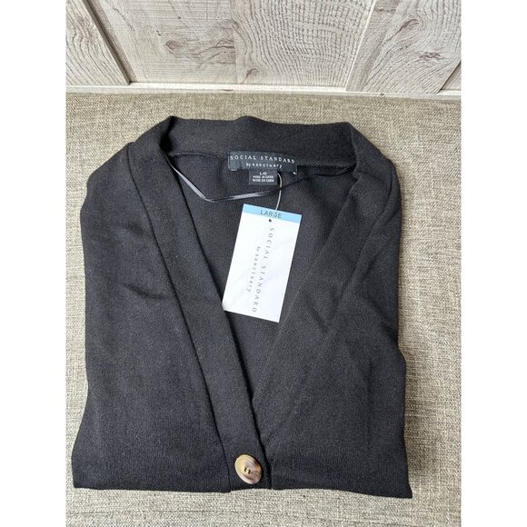 Social Standard By Sanctuary Womens Black Cardigan Sweater Large Button Up - Picture 3 of 7
